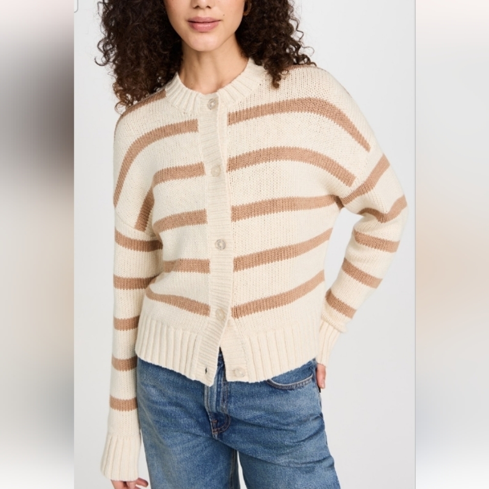 Kule Women's The Edith Wool Blend Cardigan Cream Toffee Medium